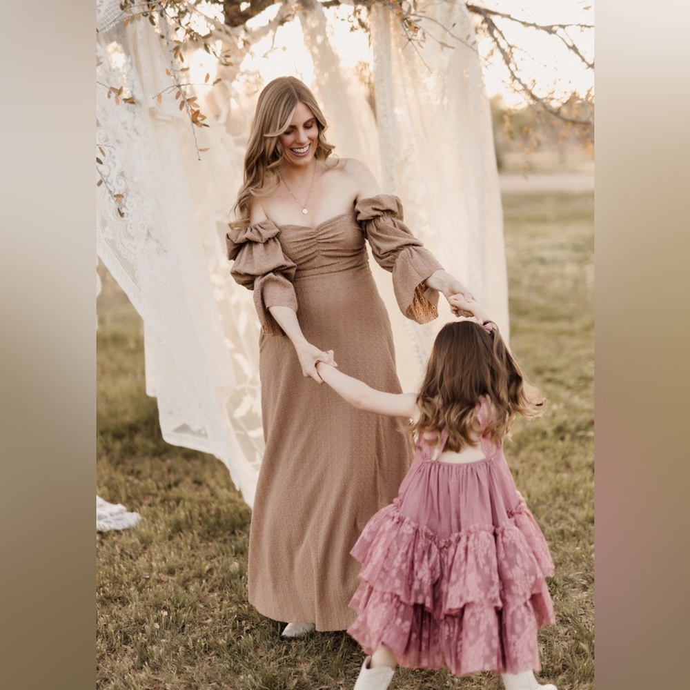 Light Brown Off-Shoulder Dress